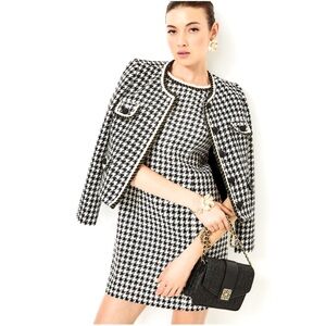 Lilly Pulitzer Doriane Boucle Shift Dress Black White Houndstooth Sequin 2 NWT